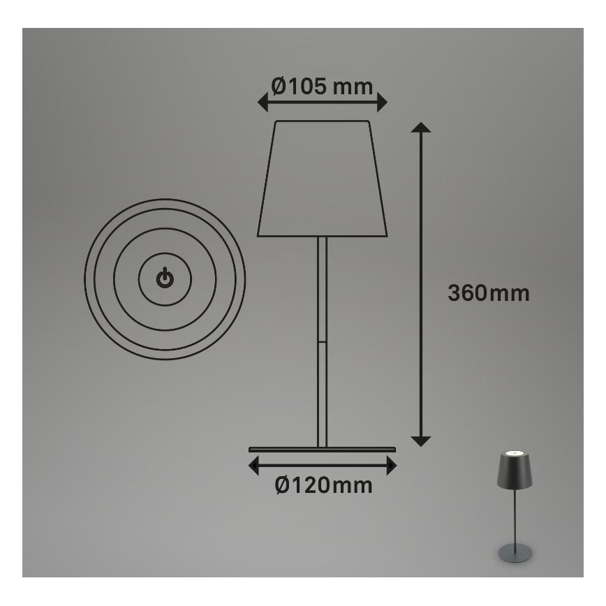 Briloner 7508015 - Udendørs LED bordlampe dæmpbar og genopladelig 2-i-1 LED/2,5W/5V IP44 antracit