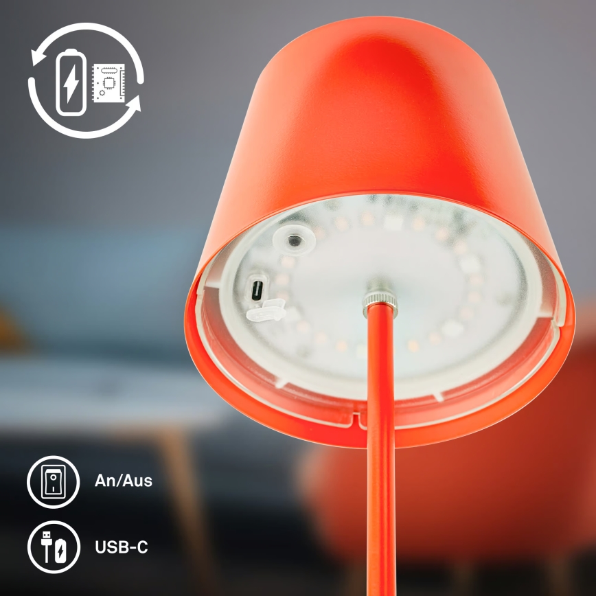 Briloner 7510012 - LED RGBW dæmpbar udendørs genopladelig bordlampe CALIDA LED/2,5W/5V IP44 1200 mAh orange