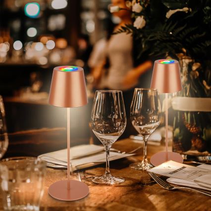 Briloner 7510013 - LED RGBW dæmpbar udendørs genopladelig bordlampe CALIDA LED/2,5W/5V IP44 1200 mAh bronze