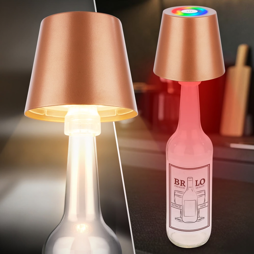 Briloner 7510013 - LED RGBW dæmpbar udendørs genopladelig bordlampe CALIDA LED/2,5W/5V IP44 1200 mAh bronze