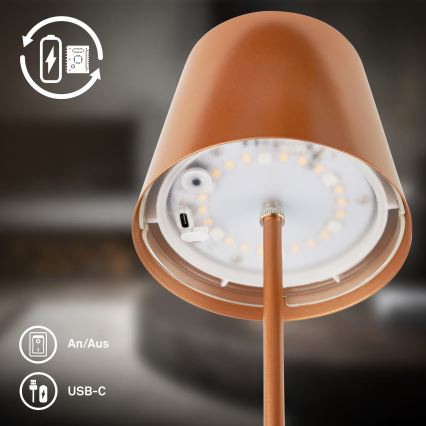 Briloner 7510013 - LED RGBW dæmpbar udendørs genopladelig bordlampe CALIDA LED/2,5W/5V IP44 1200 mAh bronze
