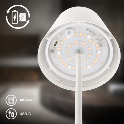 Briloner 7510016 - LED RGBW dæmpbar udendørs genopladelig bordlampe CALIDA LED/2,5W/5V IP44 1200 mAh hvid