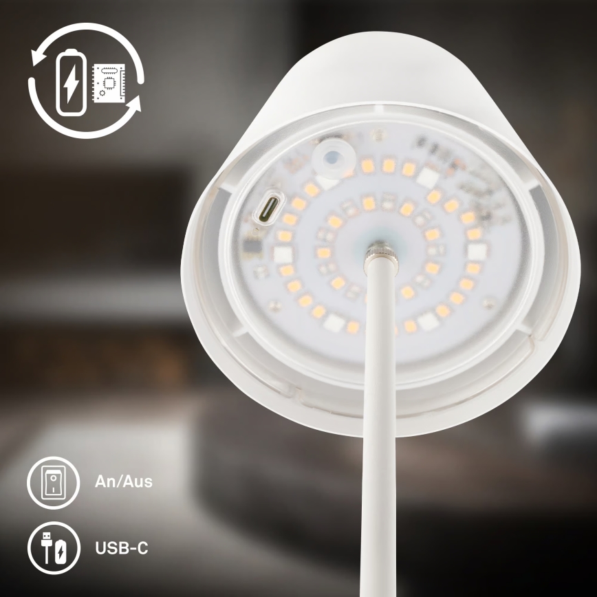Briloner 7510016 - LED RGBW dæmpbar udendørs genopladelig bordlampe CALIDA LED/2,5W/5V IP44 1200 mAh hvid