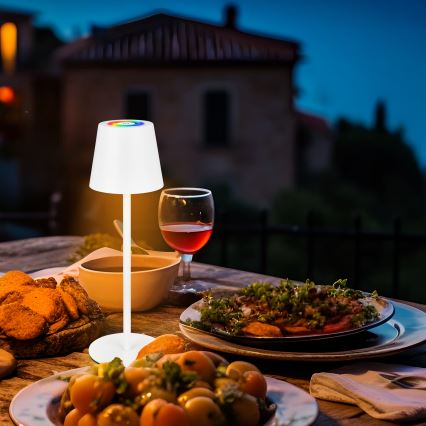 Briloner 7517016 - LED RGBW dæmpbar genopladelig udendørs bordlampe CILANO LED/3W/5V IP44 2000 mAh hvid