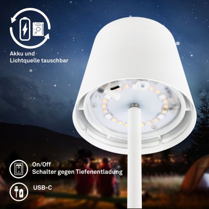 Briloner 7517016 - LED RGBW dæmpbar genopladelig udendørs bordlampe CILANO LED/3W/5V IP44 2000 mAh hvid