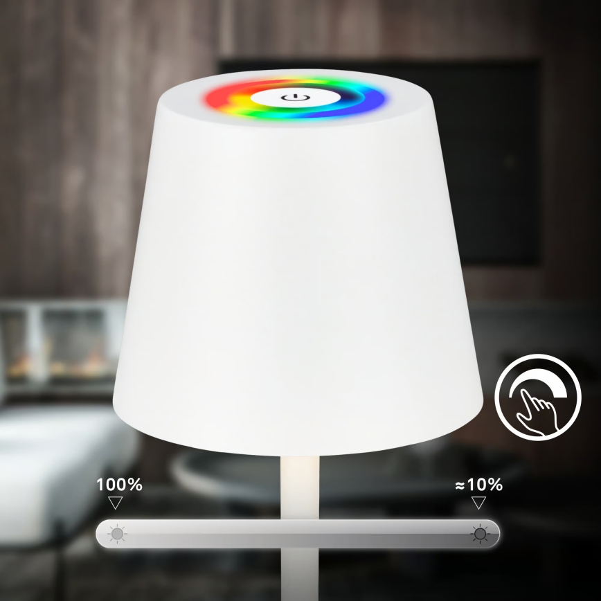 Briloner 7517016 - LED RGBW dæmpbar genopladelig udendørs bordlampe CILANO LED/3W/5V IP44 2000 mAh hvid