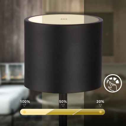 Briloner 7521015 - Dæmpbar LED udendørs genopladelig bordlampe SIGO LED/2,5W/5V IP44 2600 mAh sort