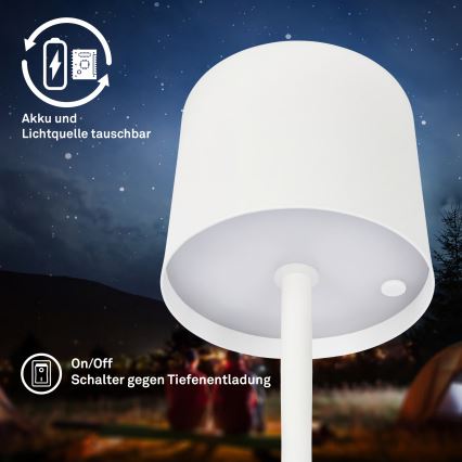 Briloner 7521016 - LED dæmpbar genopladelig udendørs bordlampe SIGO LED/2,5W/5V IP44 2600 mAh hvid