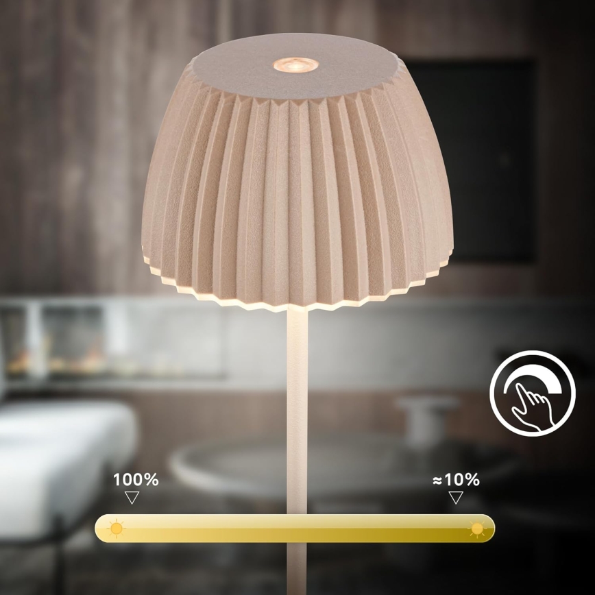 Briloner 7552-011 - Dæmpbar opladelig berøringsbetjent udendørs bordlampe MINI LED/1,5W/5V IP44 1800 mAh beige