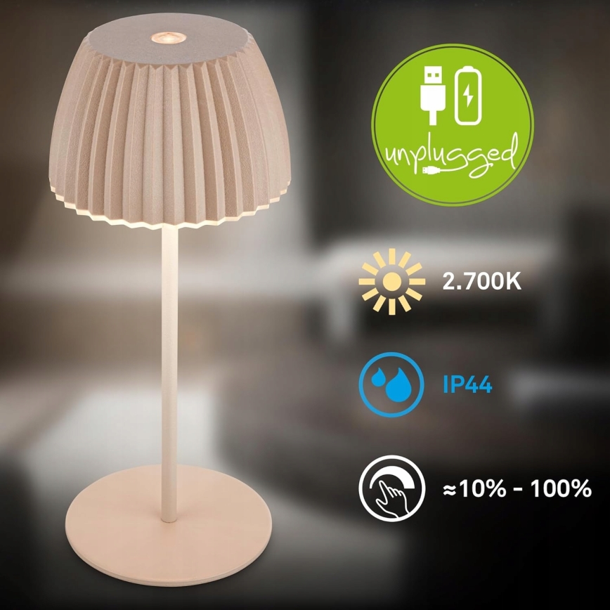 Briloner 7552-011 - Dæmpbar opladelig berøringsbetjent udendørs bordlampe MINI LED/1,5W/5V IP44 1800 mAh beige