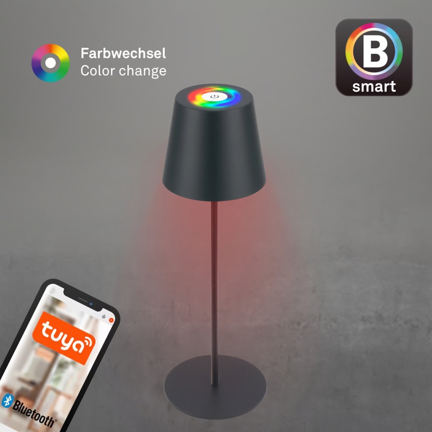 Briloner 7559015 - LED RGB dæmpbar genopladelig udendørs bordlampe COLORIS LED/3,5W/5V IP44 2000 mAh antracit Wi-Fi Tuya