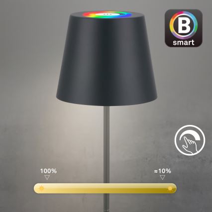 Briloner 7559015 - LED RGB dæmpbar genopladelig udendørs bordlampe COLORIS LED/3,5W/5V IP44 2000 mAh antracit Wi-Fi Tuya
