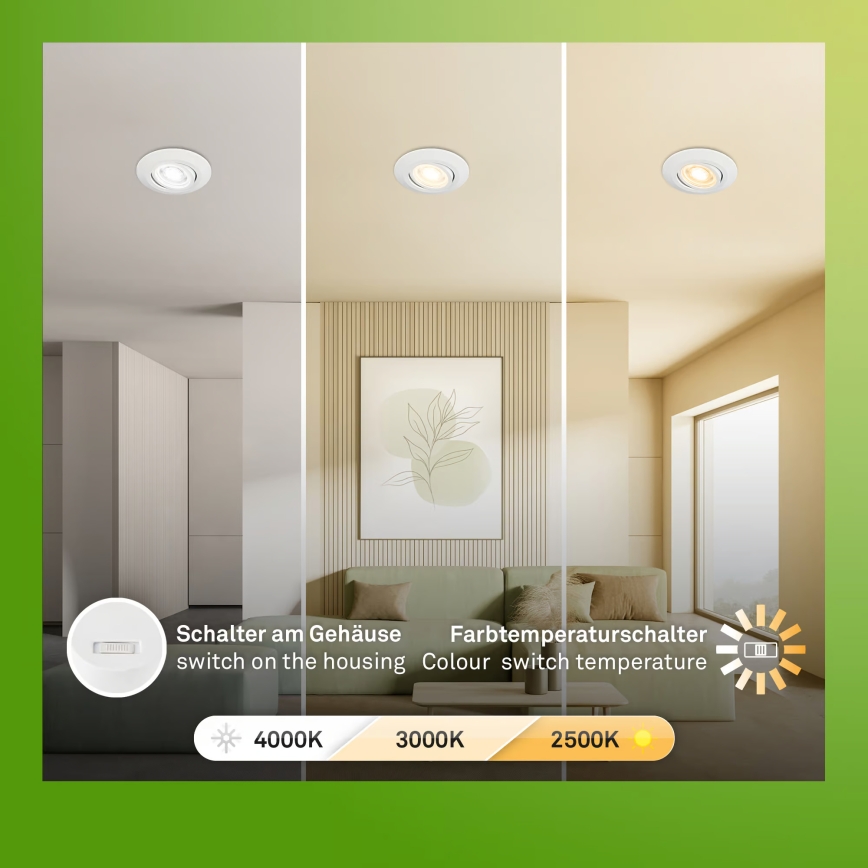 Briloner 7586036 - Sæt med 3 LED indbygningsspots til badeværelset KLIRA LED/4,9W/230V 2500/3000/4000K IP23 hvid