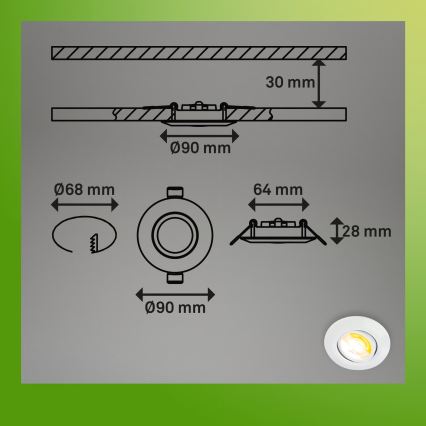 Briloner 7586036 - Sæt med 3 LED indbygningsspots til badeværelset KLIRA LED/4,9W/230V 2500/3000/4000K IP23 hvid