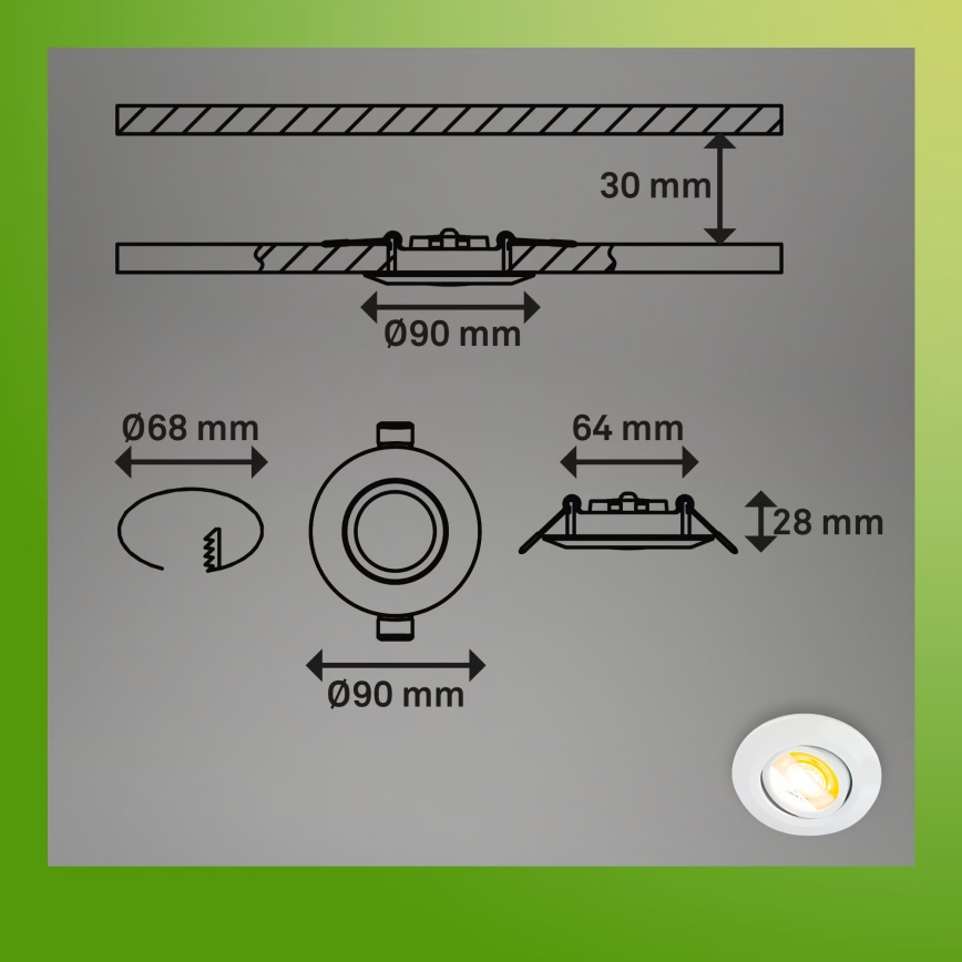 Briloner 7586036 - Sæt med 3 LED indbygningsspots til badeværelset KLIRA LED/4,9W/230V 2500/3000/4000K IP23 hvid