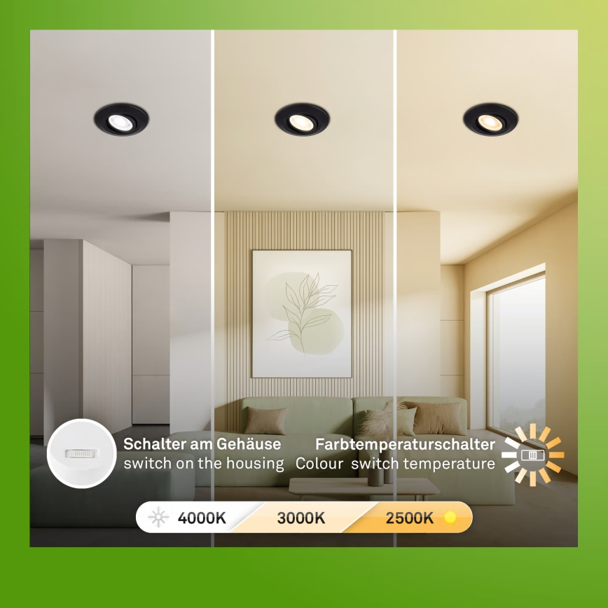 Briloner 7587035 - Sæt med 3 dæmpbare LED-loftspots til badeværelse KLIRA LED/4,9W/230V 2500/3000/4000K IP23 sort