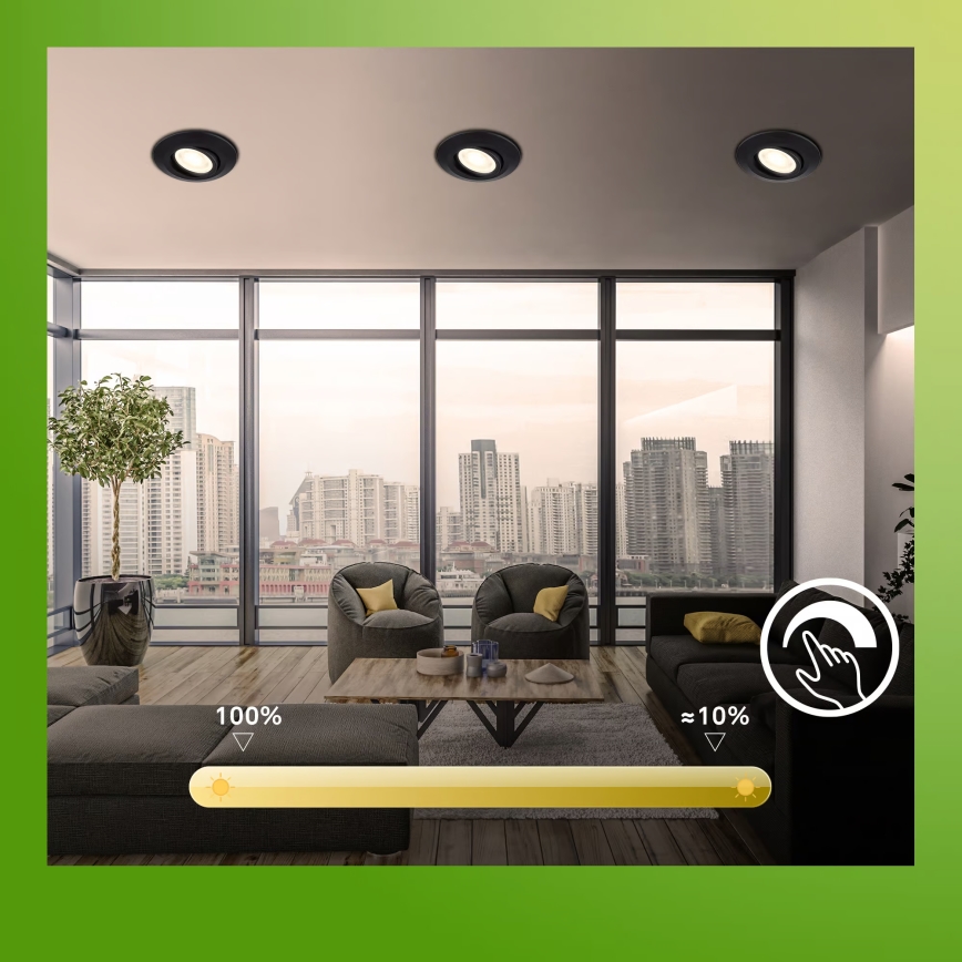 Briloner 7587035 - Sæt med 3 dæmpbare LED-loftspots til badeværelse KLIRA LED/4,9W/230V 2500/3000/4000K IP23 sort