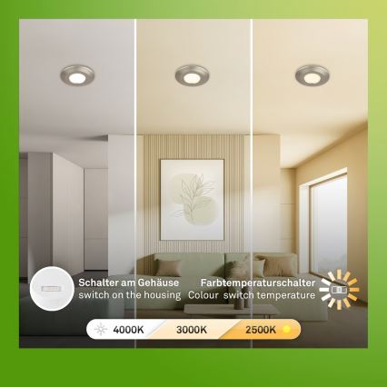 Briloner 7588032 - SÆT 3x LED badeværelsesindbygningsspot KLIRA LED/4,9W/230V 2500/3000/4000K IP44 mat krom