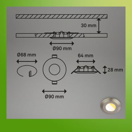 Briloner 7588032 - SÆT 3x LED badeværelsesindbygningsspot KLIRA LED/4,9W/230V 2500/3000/4000K IP44 mat krom