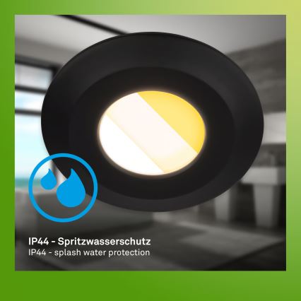 Briloner 7589035 - Sæt med 3 dæmpbare LED-indbygningsspots til badeværelset KLIRA LED/4,9W/230V 2500/3000/4000K IP44 sort