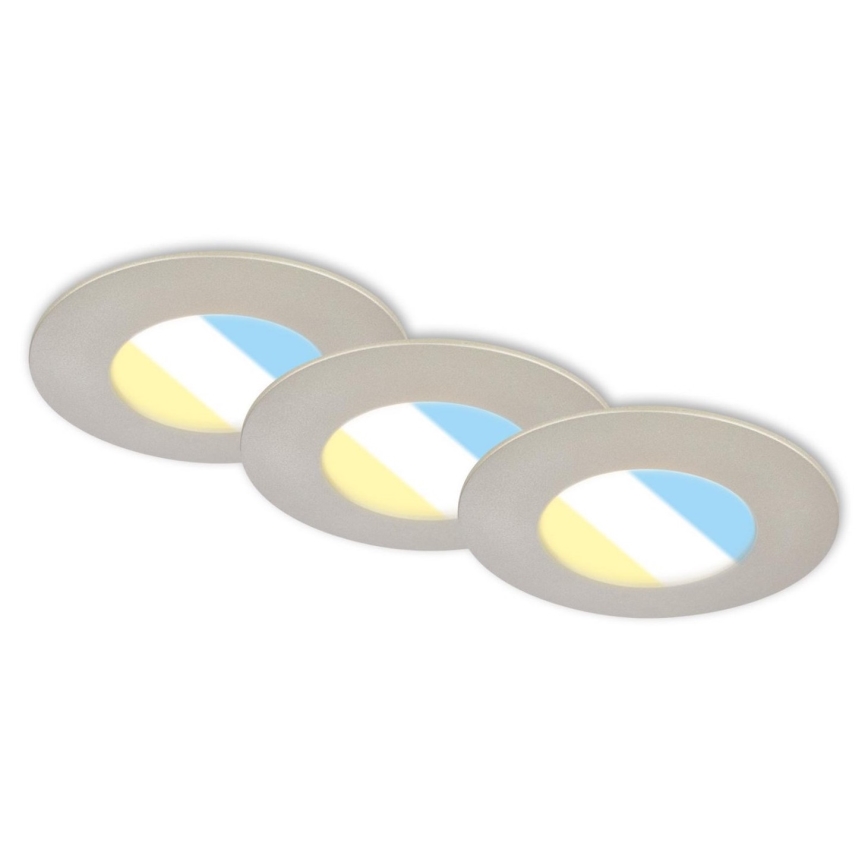 Briloner 7598032 - SÆT 3x LED indbygningslampe til badeværelse LED/4,9W/230V IP44 2700/4000/6500K mat krom
