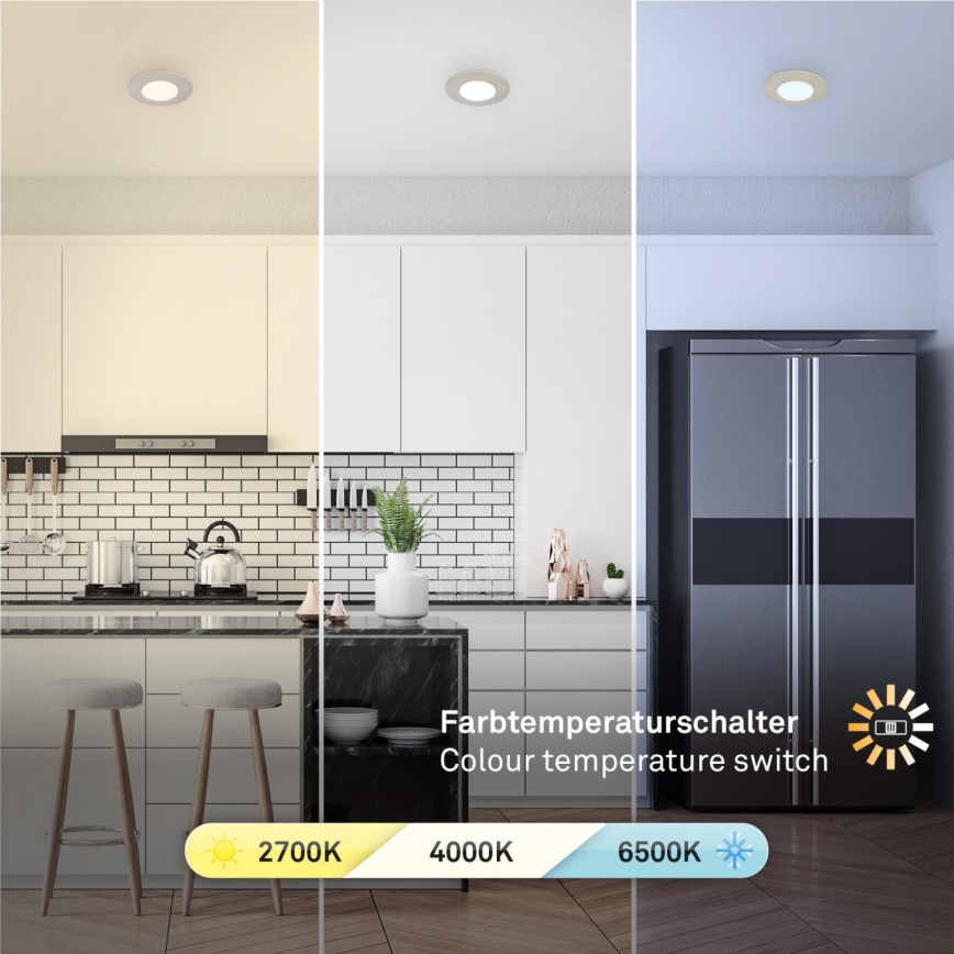 Briloner 7598032 - SÆT 3x LED indbygningslampe til badeværelse LED/4,9W/230V IP44 2700/4000/6500K mat krom
