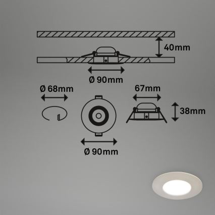 Briloner 7598032 - SÆT 3x LED indbygningslampe til badeværelse LED/4,9W/230V IP44 2700/4000/6500K mat krom