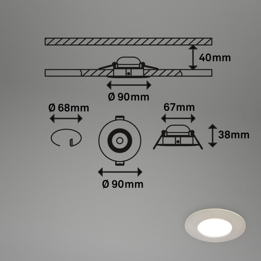 Briloner 7598032 - SÆT 3x LED indbygningslampe til badeværelse LED/4,9W/230V IP44 2700/4000/6500K mat krom