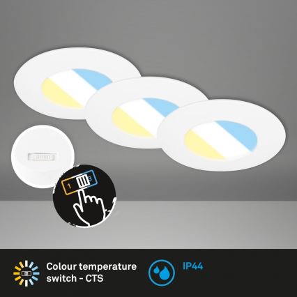 Briloner 7598036 - SÆT 3x LED indbygningslampe til badeværelse LED/4,9W/230V IP44 2700/4000/6500K hvid