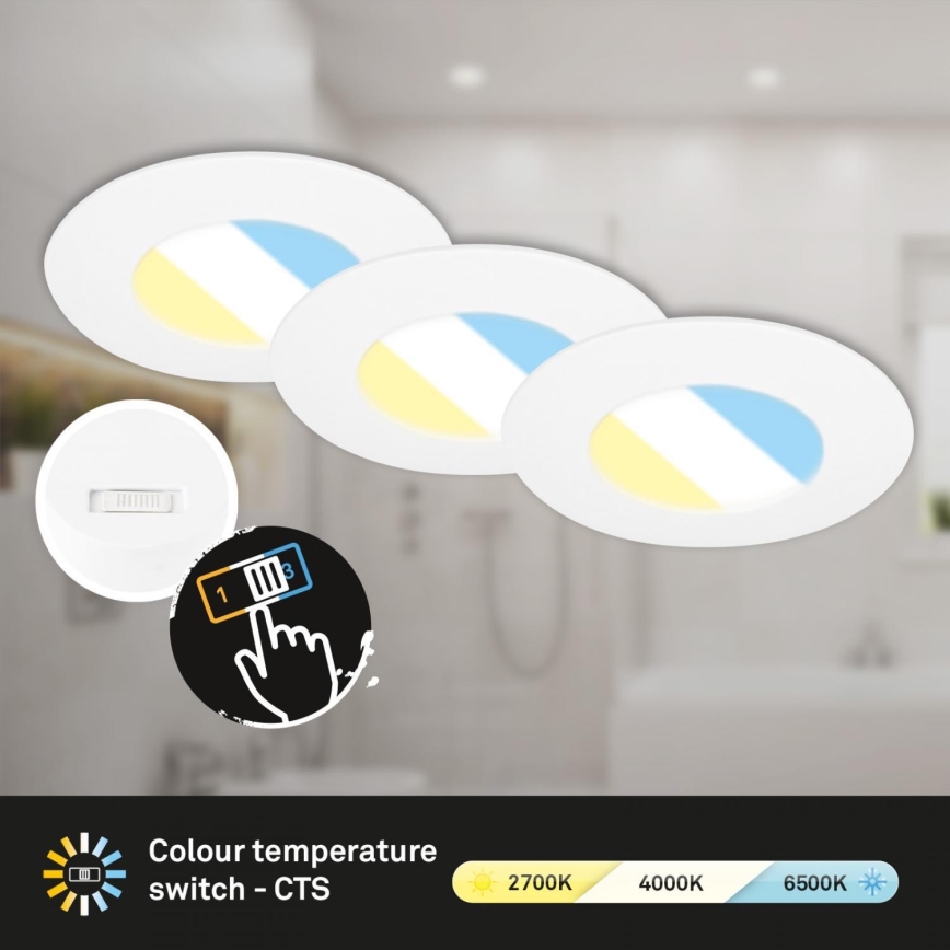 Briloner 7598036 - SÆT 3x LED indbygningslampe til badeværelse LED/4,9W/230V IP44 2700/4000/6500K hvid