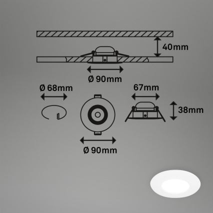 Briloner 7598036 - SÆT 3x LED indbygningslampe til badeværelse LED/4,9W/230V IP44 2700/4000/6500K hvid