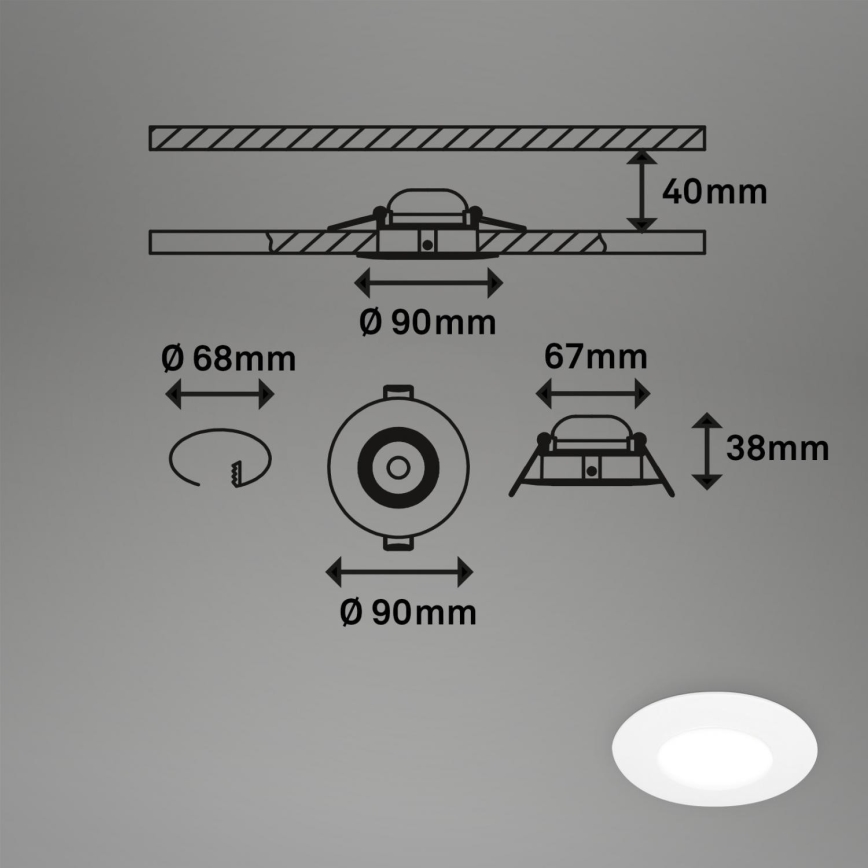 Briloner 7598036 - SÆT 3x LED indbygningslampe til badeværelse LED/4,9W/230V IP44 2700/4000/6500K hvid