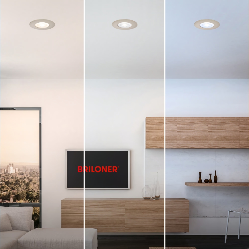 Briloner 7605032 - SÆT med 3 LED-indbygningsspots til badeværelset LED/4,9W/230V 2700/4000/6500K IP44 mat krom