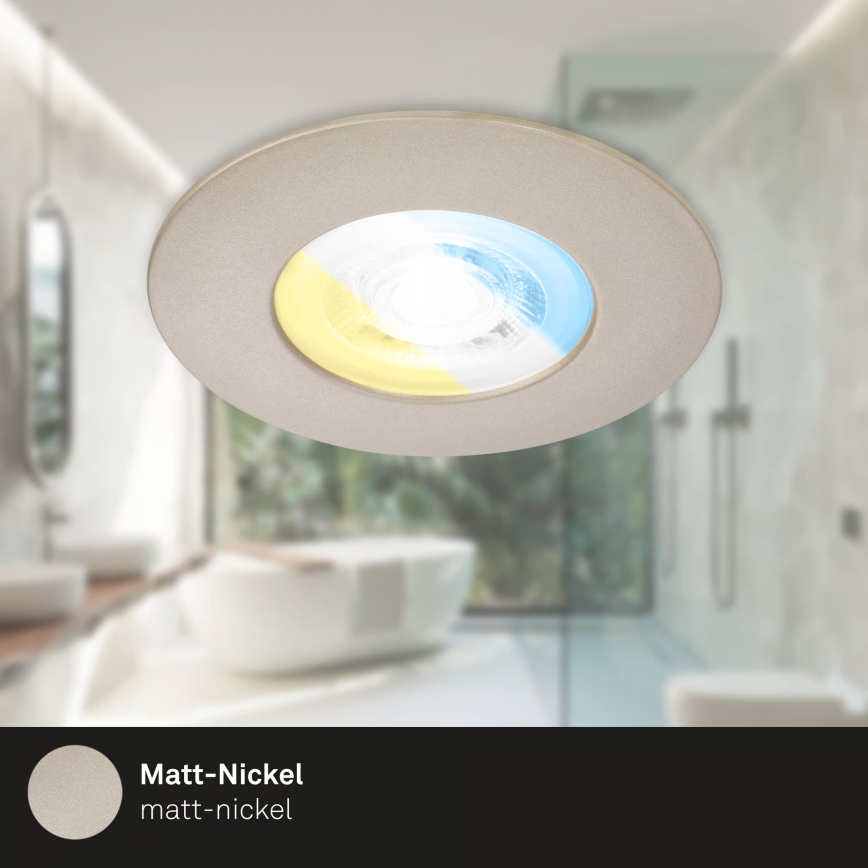 Briloner 7605032 - SÆT 3xLED Indbygningsloftlampe til badeværelse 3xLED/4,9W/230V IP44 mat krom