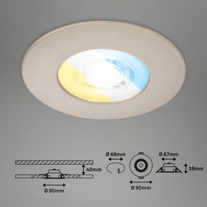 Briloner 7605032 - SÆT 3xLED Indbygningsloftlampe til badeværelse 3xLED/4,9W/230V IP44 mat krom