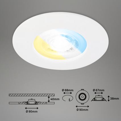 Briloner 7605036 - Sæt med 3 LED indbygningsspots til badeværelse 3xLED/4,9W/230V 2700/4000/6500K IP44 hvid