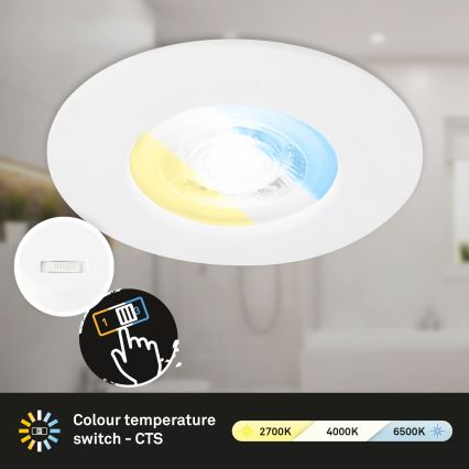 Briloner 7605036 - Sæt med 3 LED-indbygningsspots til badeværelset, 3xLED/4,9W/230V, IP44, hvid