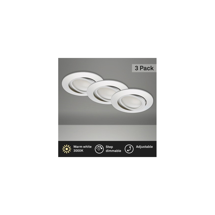 Briloner 8309-039 - SÆT 3x LED indbygningslampe til badeværelse dæmpbar LED/5W/230V IP23