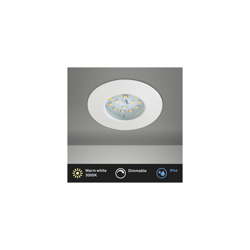 Briloner 8316-016 - LED dæmpbar indbygningsarmatur til badeværelse LED/5,5W/230V IP44 hvid