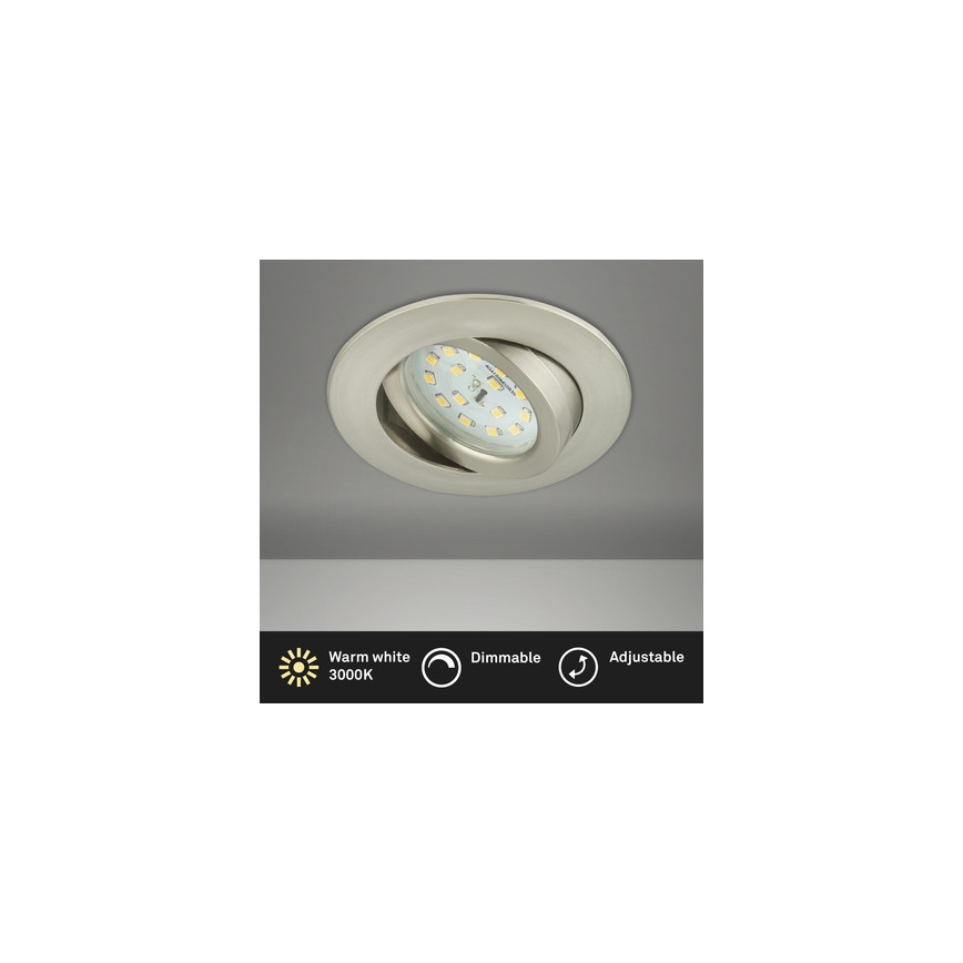 Briloner 8317-012 - Dæmpbar LED-indbygningsloftlampe til badeværelse LED/5,5W/230V IP23 mat krom