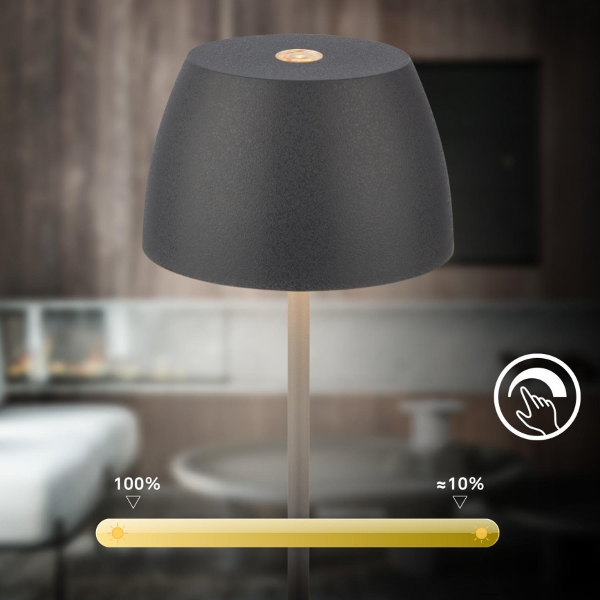 Briloner - LED dæmpbar genopladelig berøringsbetjent udendørs bordlampe MINI LED/2,5W/5V IP44 1800 mAh antracit