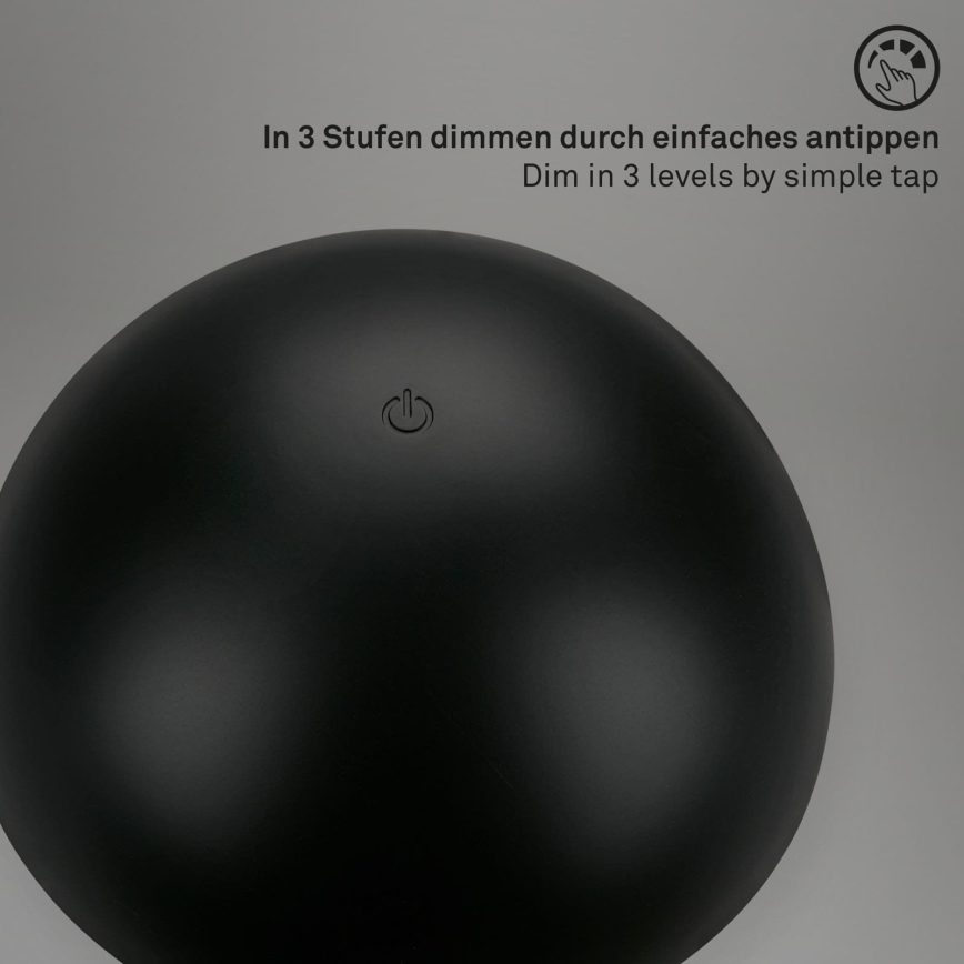 Briloner - LED dæmpbar genopladelig berøringsbetjent udendørs bordlampe LED/2,6W/5V 3000K IP44 2000 mAh sort