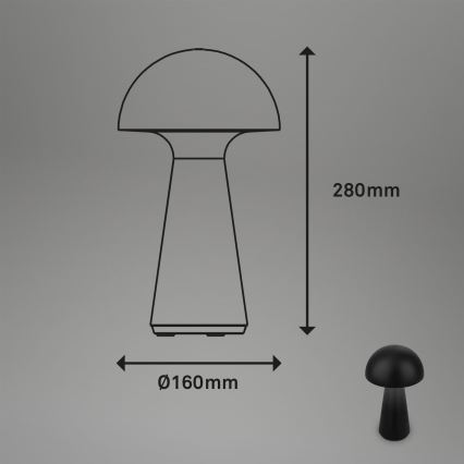 Briloner - LED dæmpbar genopladelig berøringsbetjent udendørs bordlampe LED/2,6W/5V 3000K IP44 2000 mAh sort