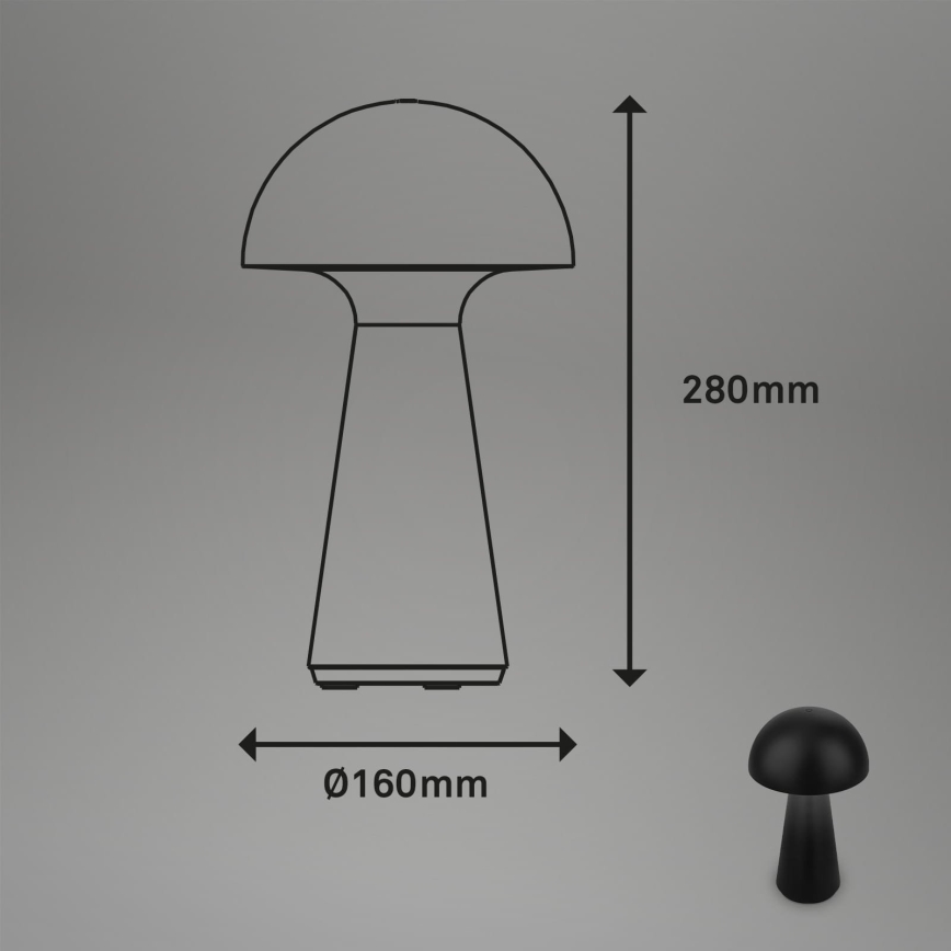 Briloner - LED dæmpbar genopladelig berøringsbetjent udendørs bordlampe LED/2,6W/5V 3000K IP44 2000 mAh sort