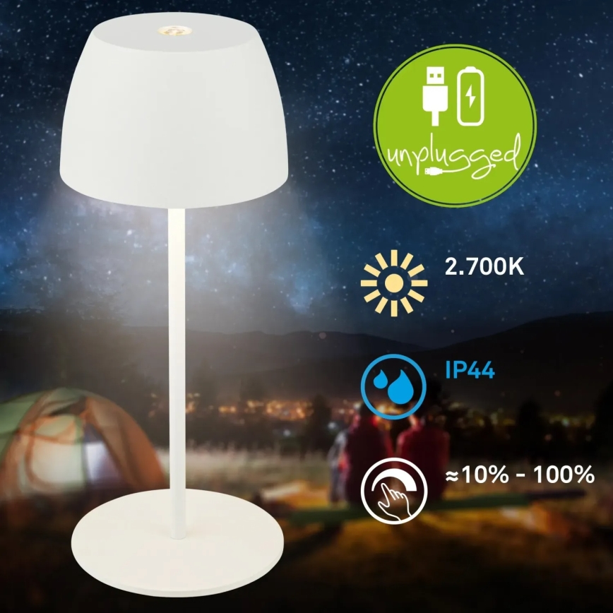Briloner - LED dæmpbar genopladelig berøringsbetjent udendørs bordlampe MINI LED/2,5W/5V IP44 1800 mAh hvid