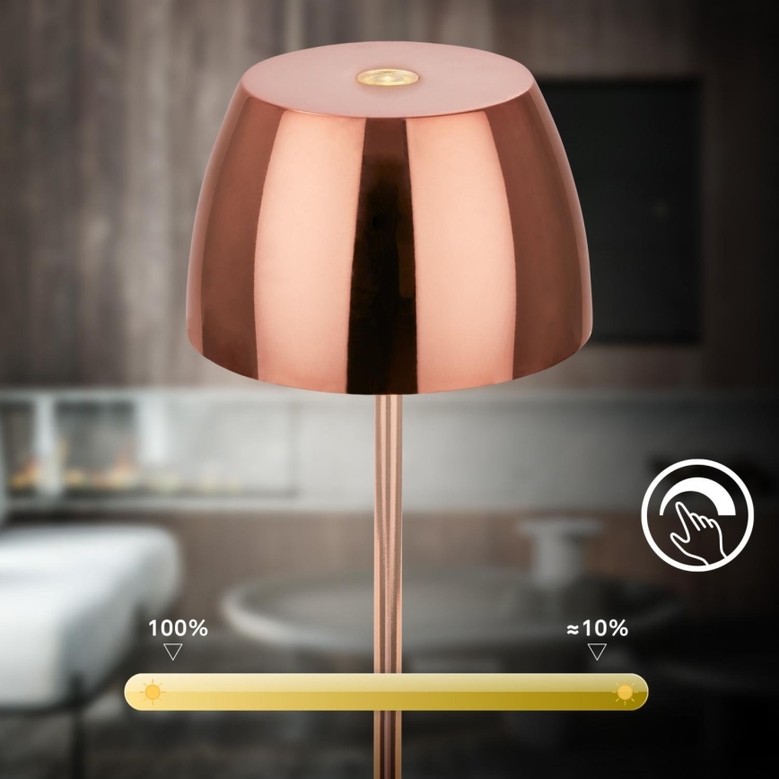 Briloner - LED, dæmpbar, genopladelig, berøringsbetjent udendørs bordlampe MINI LED/2,5W/5V IP44 1800 mAh kobberfarvet
