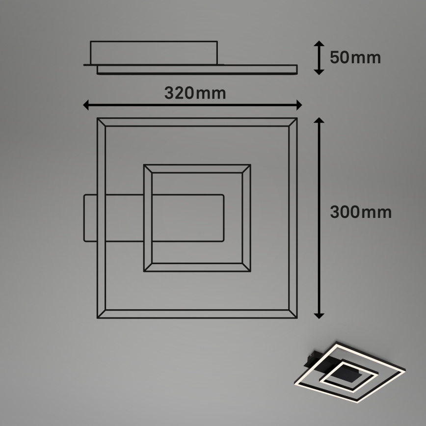 Briloner - LED loftlampe FRAME LED/22W/230V 3000K 30x32 cm sort