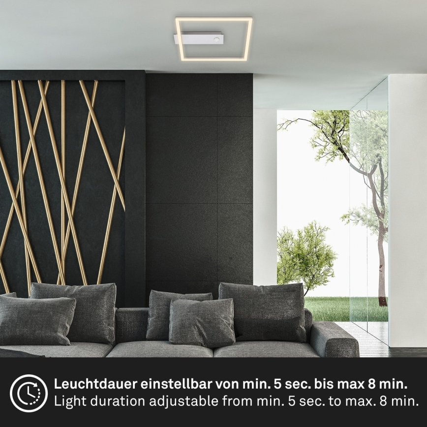 Briloner - LED-loftlampe med bevægelses- og skumringssensor FRAME LED/14W/230V 3000K 30x32 cm mat krom