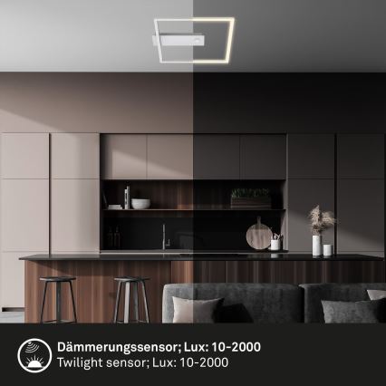 Briloner - LED-loftlampe med bevægelses- og skumringssensor FRAME LED/14W/230V 3000K 30x32 cm mat krom