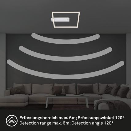 Briloner - LED-loftlampe med bevægelses- og skumringssensor FRAME LED/14W/230V 3000K 30x32 cm mat krom
